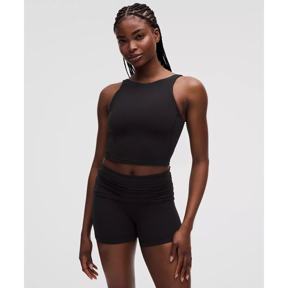 LULULEMON 0 high neck black align tank crop top workout athletic soft scoop neck